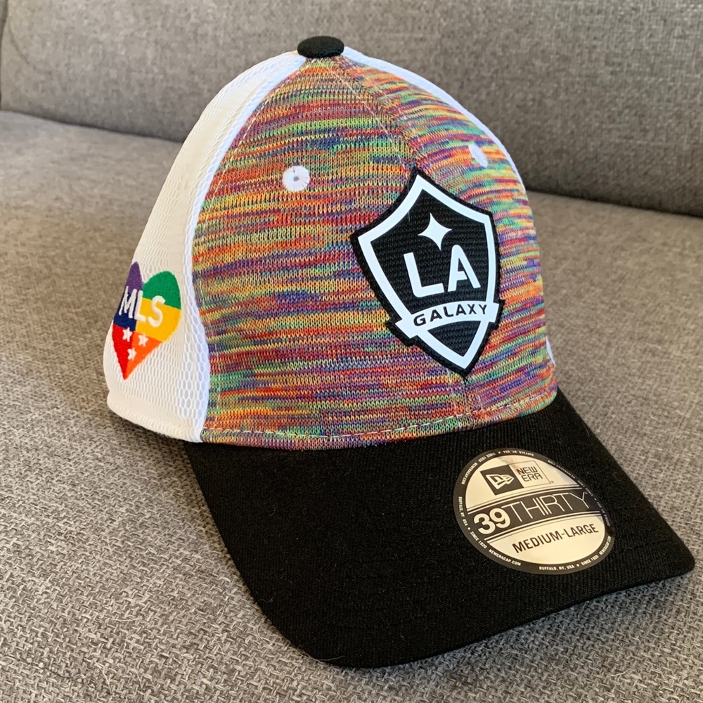LA Galaxy New Era MLS 39Thirty Soccer Pride Cap Hat Medium-Large